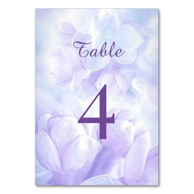 Elegant Light Purple Lilac Flowers Wedding Bordsnummer (Framsidan)