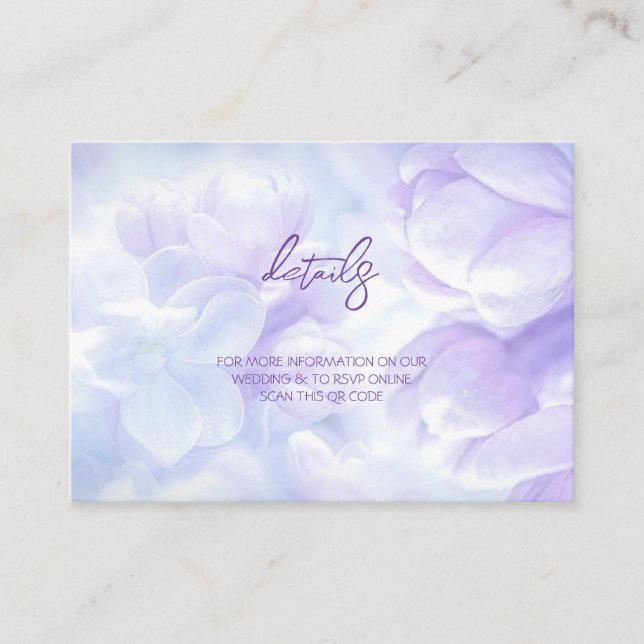 Elegant Light Purple Lilac Flowers Wedding Tilläggskort (Framsida)