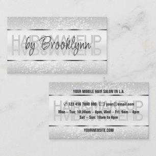 Elegant Light Silver Shimming Cute Glitter Stars Visitkort
