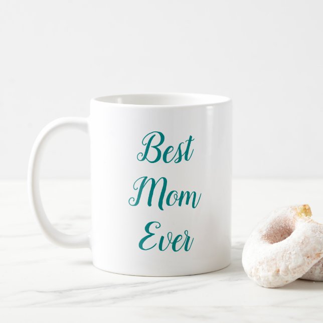 Elegant Light Teal Bästa Mamma någonsin-typografi Kaffemugg (Med munk)