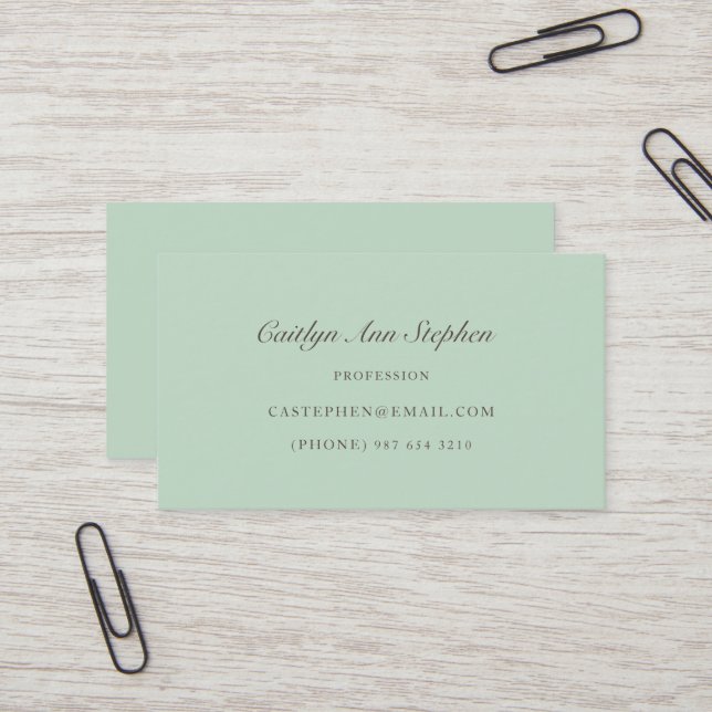 Elegant Light Teal Business Card Visitkort (Fram/Back In Situ)
