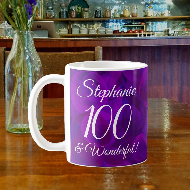 Elegant Lila 100 och underbar födelsedag Kaffemugg (Skapare uppladdad)