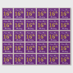 Elegant lila, 16th födelsedag för Fauxguld + Nam Presentpapper