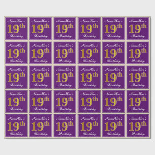 Elegant lila, 19th födelsedag för Fauxguld + Nam Presentpapper