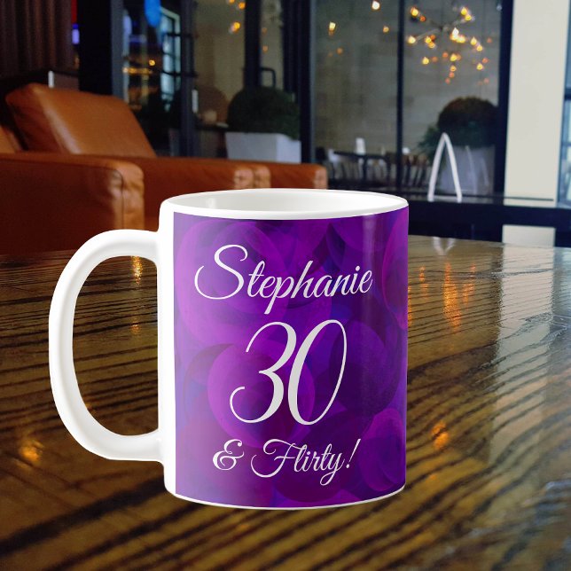 Elegant Lila 30 och Flirty Birthday Coffee Mugg (Skapare uppladdad)