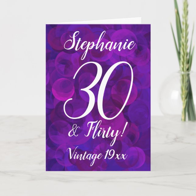 Elegant Lila 30 och Flirty Personlig Birthday Kort (Framsida)