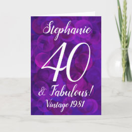 Elegant Lila 40 och Fabulous Birthday Customized Kort