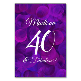 Elegant Lila 40 och Fabulous Födelsedagsfest Bordsnummer