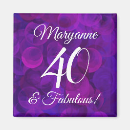 Elegant Lila 40 och Fabulous Födelsedagsfest Magnet
