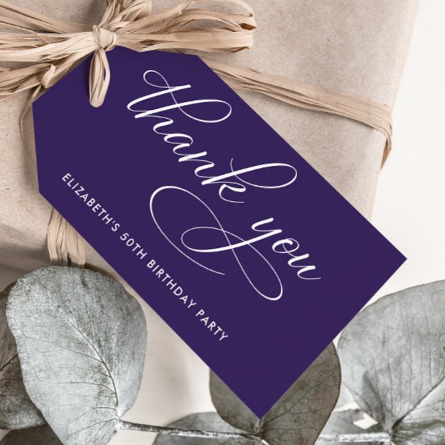 Elegant lila 50-årsfirande tackar-kort presentetikett (Skapare uppladdad)