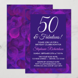 Elegant Lila 50 & Fabulous Födelsedagsfest Inbjudningar