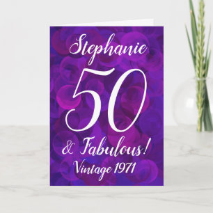Elegant Lila 50 och Fabulous Birthday Customized Kort