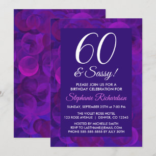 Elegant Lila 60 och Sassy Födelsedagsfest Inbjudningar