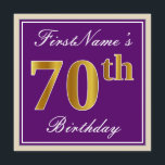 Elegant lila, 70th födelsedag för Fauxguld   Namn Inbjudningar<br><div class="desc">Denna enkla och elegant födelsedagsfestinbjudandesign presenterar en personligmeddelandenågot liknande "FirstNames 70th födelsedag" (med "70th" ha en look för faux-/efterföljdguld-något liknande färgläggning) inom lila-färgad kvadrerar område som presenterar en enkel gräns, skisserar. Namn är i en elegant vit-färgad skriva-något liknande text och kan skräddarsy. Den tillbaka särdraganpassadeinbjudan specificerar. En födelsedagsfest inbjudannågot liknande...</div>