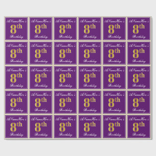 Elegant lila, 8th födelsedag för Fauxguld + Namn Presentpapper