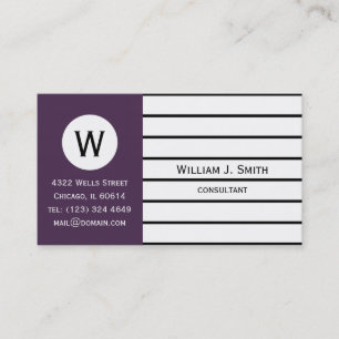 Elegant lila, Acai Violett Monogram Professionell Visitkort