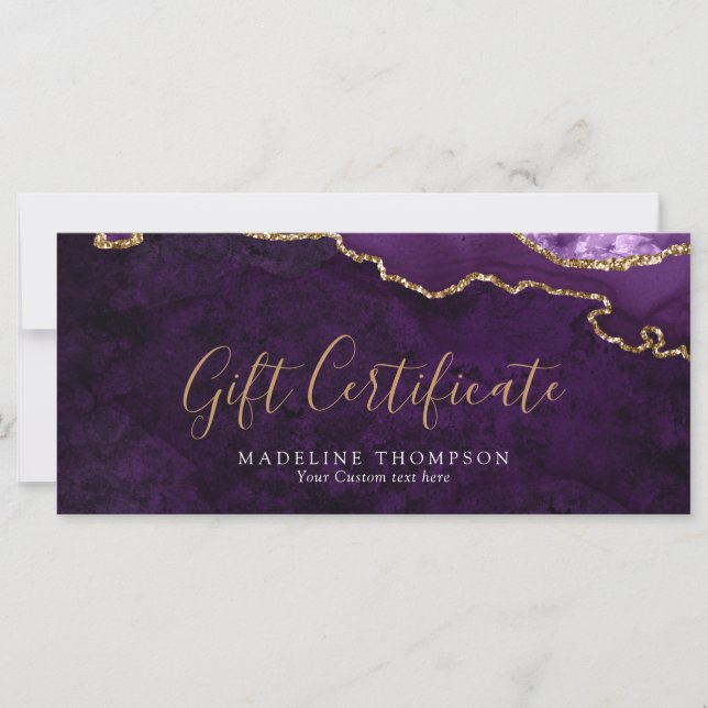 Elegant Lila Agate Gift Certificate Gift Card (Framsida)