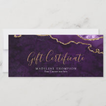 Elegant Lila Agate Gift Certificate Gift Card