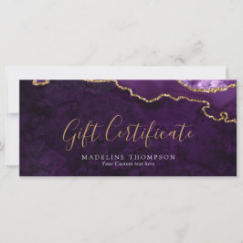 Elegant Lila Agate Gift Certificate Gift Card
