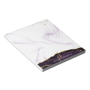 Elegant Lila Agate Marble Guld Glitter Monogram Anteckningsblock