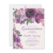 Elegant lila akvarell blomster Quinceañera 15-årsf