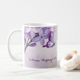 Elegant Lila Akvarell Bröllopsplanering QR-kod Kaffemugg