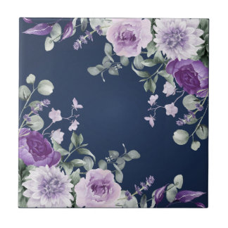 Elegant lila akvarell wisteria blå blomster kakelplatta