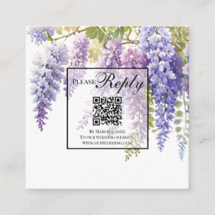 Elegant lila akvarell wisteria QR-kod bröllop Tilläggskort
