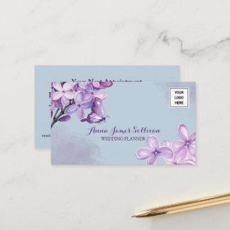 Elegant lila akvarelllogotyp för bröllopsplanering tidsbeställning kort