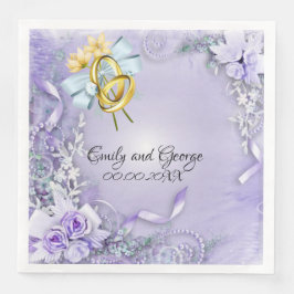 Elegant Lila Anpassade Bröllop Papper Pappersservett