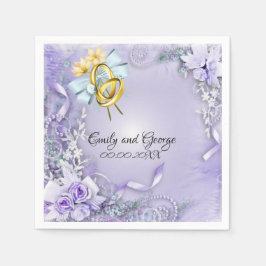 Elegant Lila Anpassade Bröllop Papper Pappersservett