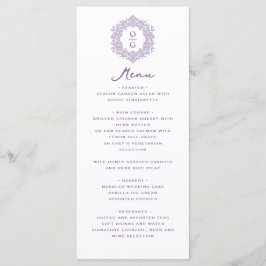 Elegant lila arvsbröllopsreception meny