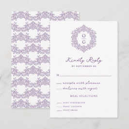 Elegant Lila Arvscrest Bröllop OSA Kort