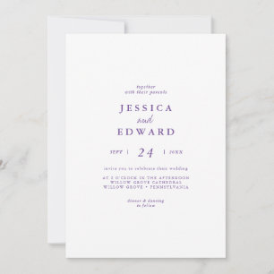 Elegant Lila Avslappnad Calligraphy Bröllop Inbjudningar