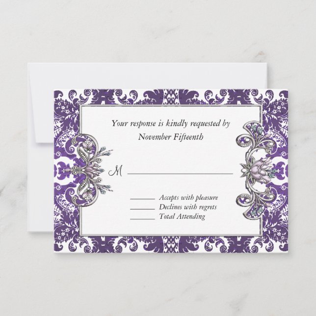 Elegant Lila Baroque Bröllop OSA Card Kort (Framsida)