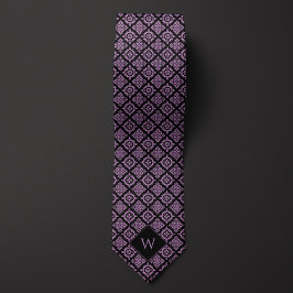 Elegant Lila & Black Arabesque Monogram Slips