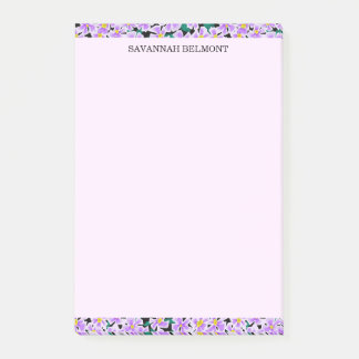 Elegant lila blomkant Personlig Post-it Block