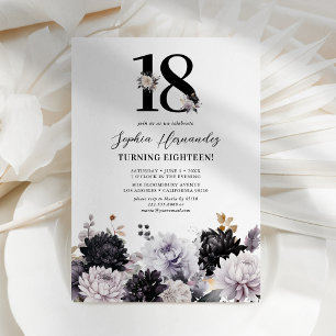 Elegant lila blommig 18-års inbjudan