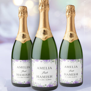 Elegant Lila Blommig Akvarell Bröllop