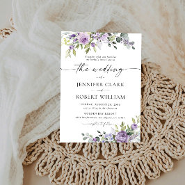 Elegant lila blommig bröllopsinbjudan inbjudningar