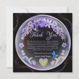 Elegant Lila Blommig Bröllopsjubileum Paret Tack Kort