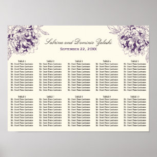 Elegant Lila Blommig Peony Bröllopsplatseringsplan Poster