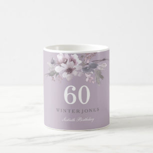 Elegant Lila Blommigt 60:e Födelsedagsfestens gåva Kaffemugg