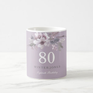 Elegant Lila Blommigt 80:e Födelsedagsfest Gift Kaffemugg