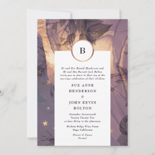 Elegant Lila Blommigt Boho Fantasy Golden Fall Inbjudningar