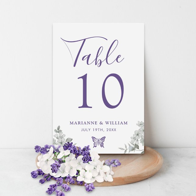 Elegant Lila Blommigt Bröllop Bordsnummer (Elegant Purple Floral Wedding Table Number)