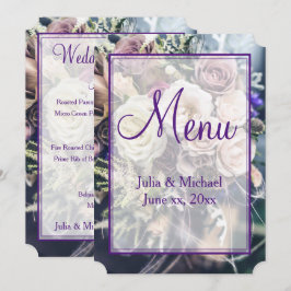 Elegant Lila Blommigt Bröllop Meny