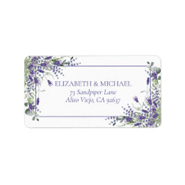 Elegant Lila Blommigt Bröllop Returadress Adressetikett