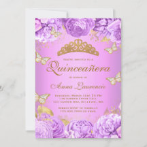 Elegant Lila Blommigt Butterflies Quinceanera