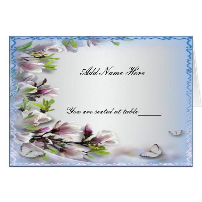 Elegant Lila Blommigt Butterfly Bord Place Card OBS Kort (Framsidan Horizontal)